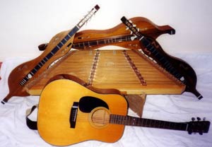 Terry's guitar and Liz's dulcimers